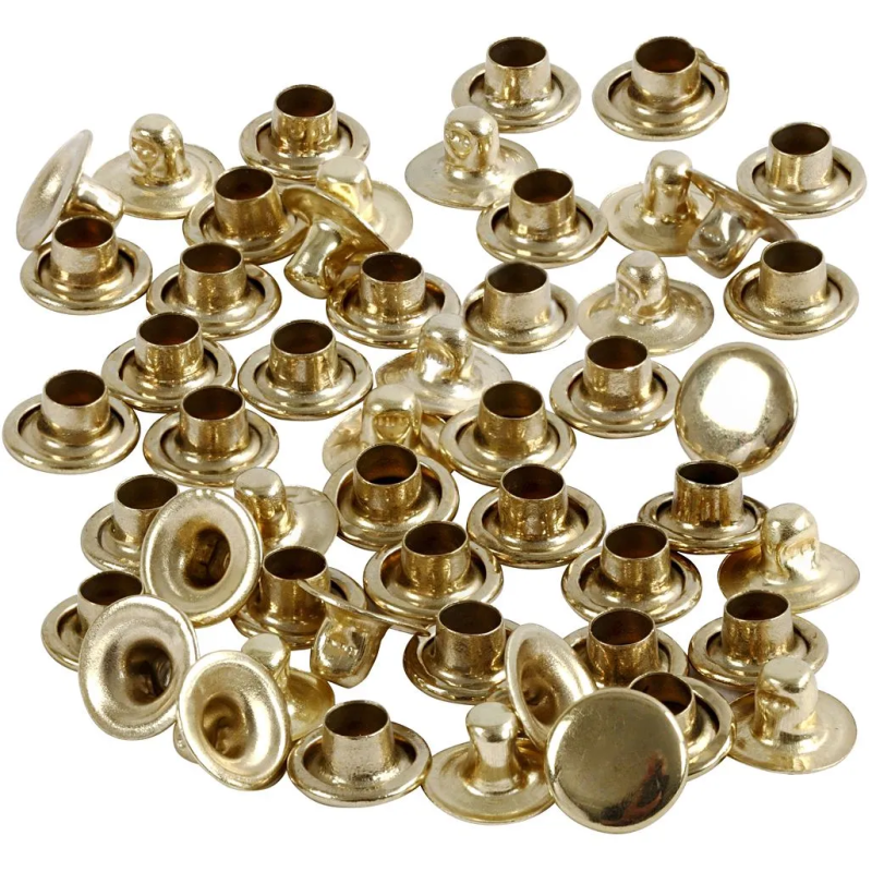 Rivets, D:7mm, Brass (10 Pieces)