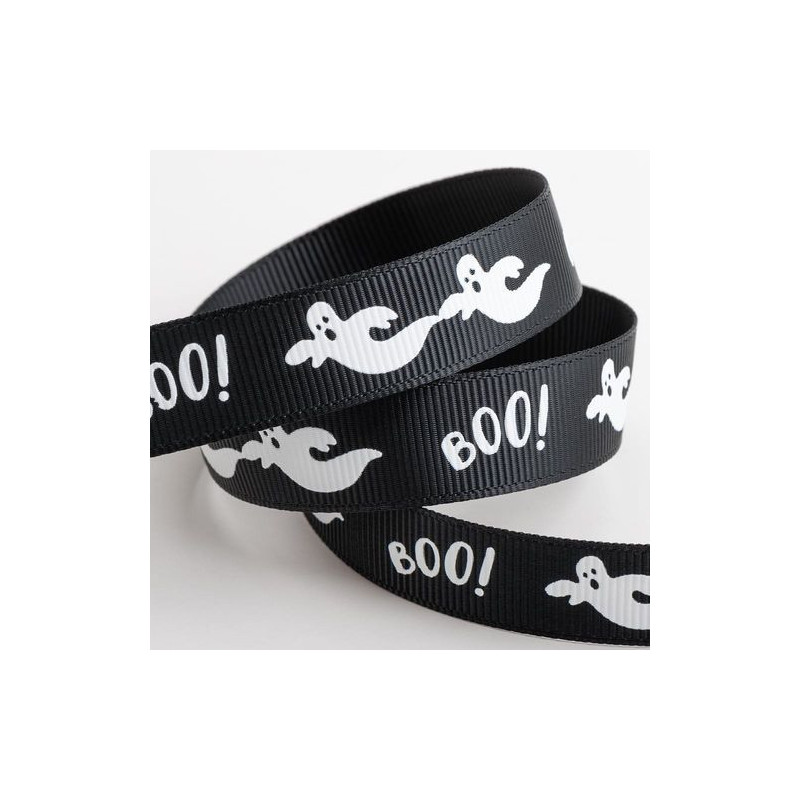 Ghost Boo Halloween Grosgrain Ribbon 16mm