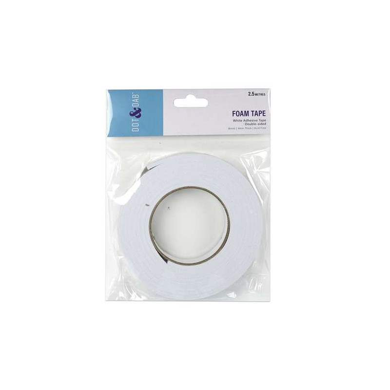 Dot & Dab Foam Tape 18mm x 4mm x 2.5m (White)